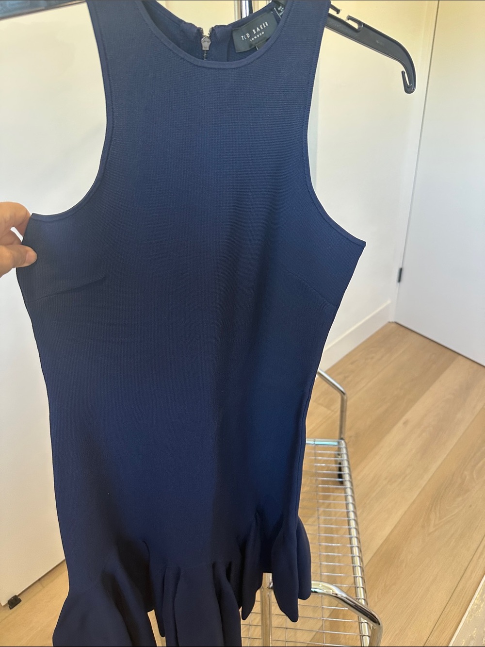 Ted Baker Navy Sleeveless Ruffle-Hem Mini Dress